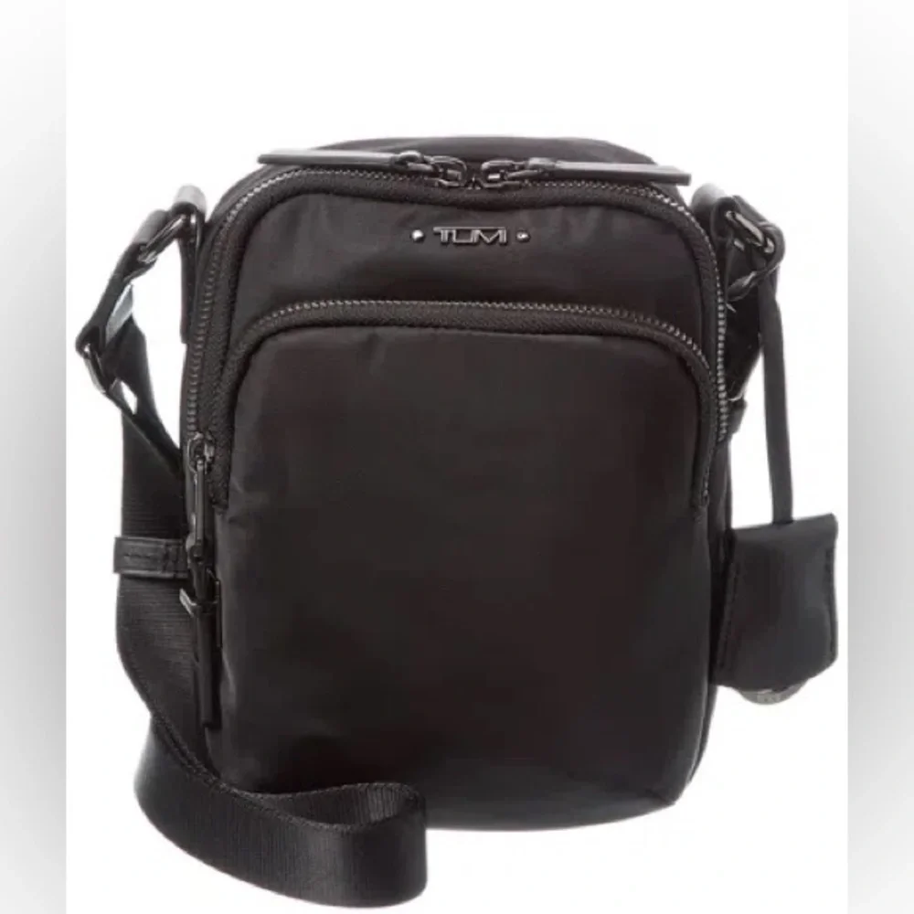 TUMI Black Nylon Crossbody Bag | Travel Tech Organizer Mini Messenger